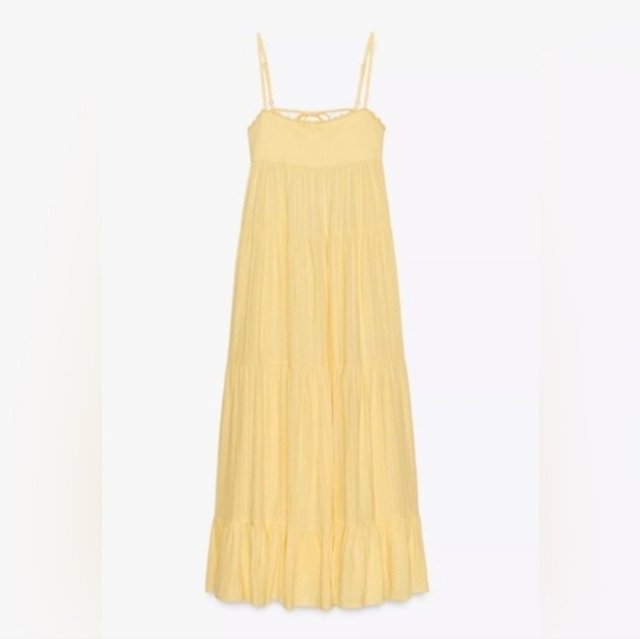 ZARA OPEN BACK MAXI DRESS YELLOW SIZE XL - Picture 8 of 11